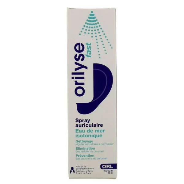 IBSA - Orilyse Fast, Spray auriculaire, Eau de mer isotonique, 100 mL