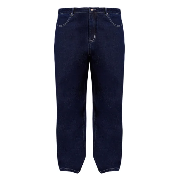 Indigo Jean Grande Taille Taille Mi-haute Coupe Large