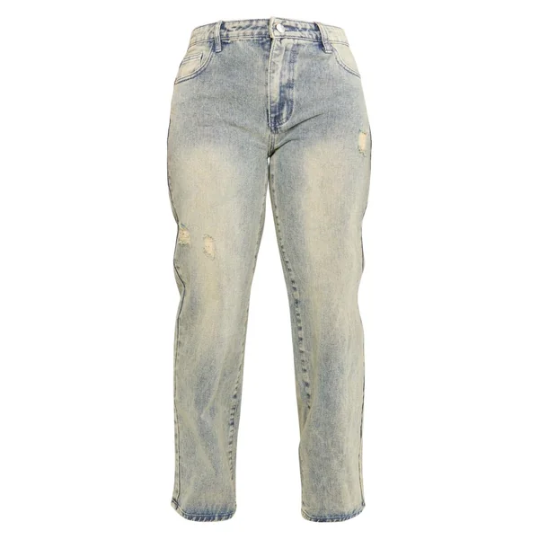 Indigo Vintage Délav Jean En Denim Coupe Large Shape