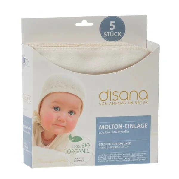 Inserts absorbants en molleton de coton bio DISANA 40 x 40 cm - Lots de 5 ou 10