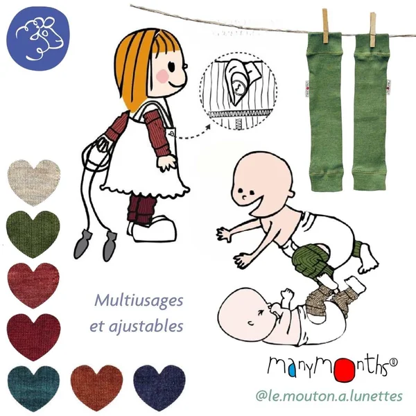 Jambières ManyMonths - Guêtres en laine mérinos "Tube warmers" Enfants Coloris 2025/26