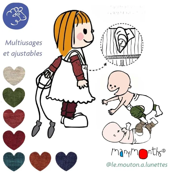 Jambières ManyMonths - Guêtres en laine mérinos "Tube warmers" Enfants Coloris 2025/26