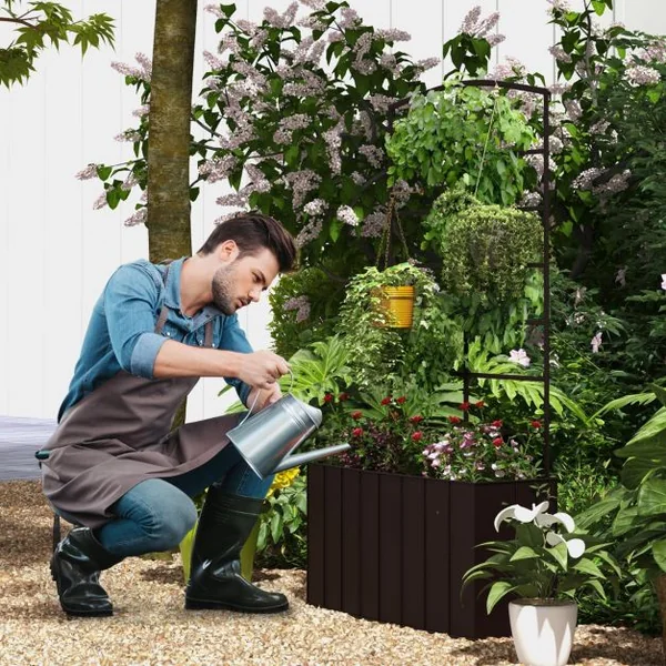 Jardinière avec Treillis de 111 CM en Métal Bac à Fleurs pour Plante Grimpante Vigne avec Espace de Plantation de 34 L