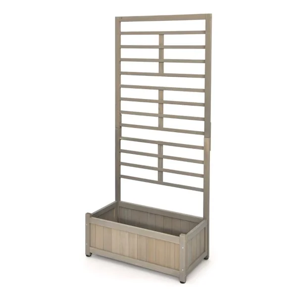 Jardinière avec Treillis en Bois de Sapin Pré-huilé 80 x 40 x 171 CM Bac à Fleurs pour Plante Grimpante avec Fond Amovible