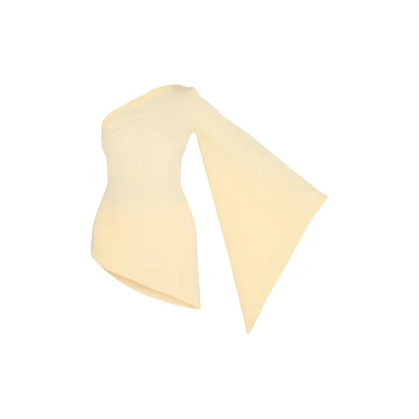 Jaune Beurre Haut Long Tissé Asymétrique À Manche Évasée