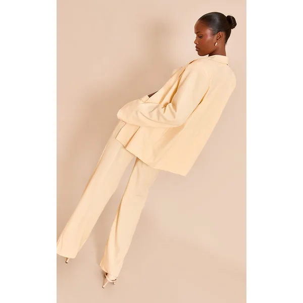 Jaune Beurre Pantalon Droit Ajusté Ensemble Coordonné