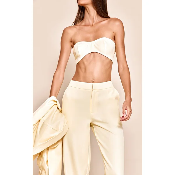 Jaune Beurre Pantalon Droit Ajusté Ensemble Coordonné