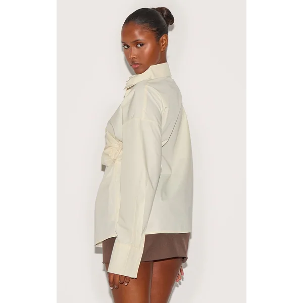 Jaune Citron Chemise Drapée Asymétrique