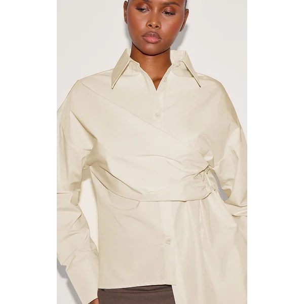 Jaune Citron Chemise Drapée Asymétrique