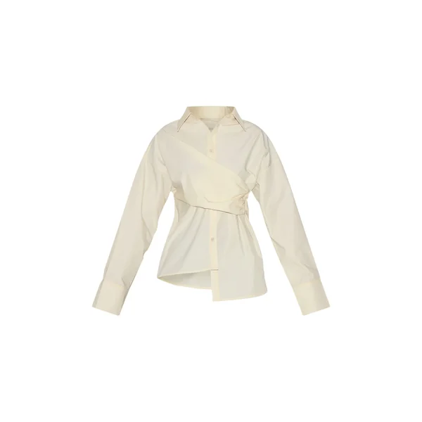 Jaune Citron Chemise Drapée Asymétrique