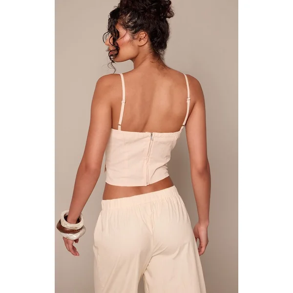 Jaune Citron Corset Cintré À Bretelles Tissé