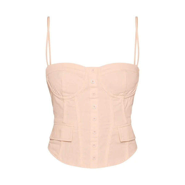 Jaune Citron Corset Cintré À Bretelles Tissé