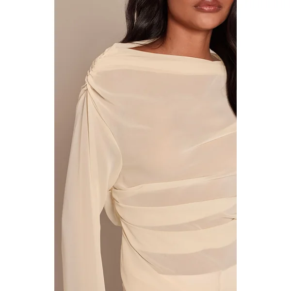 Jaune Citron Haut Drapé En Mousseline