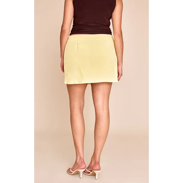 Jaune Citron Jupe Mini Trapèze Tissée Grande Taille