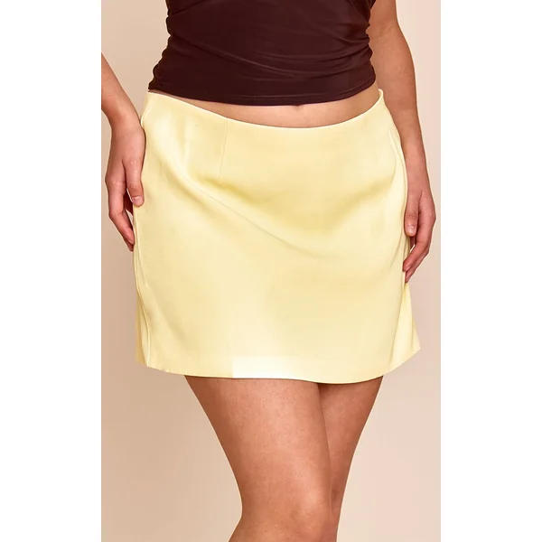 Jaune Citron Jupe Mini Trapèze Tissée Grande Taille