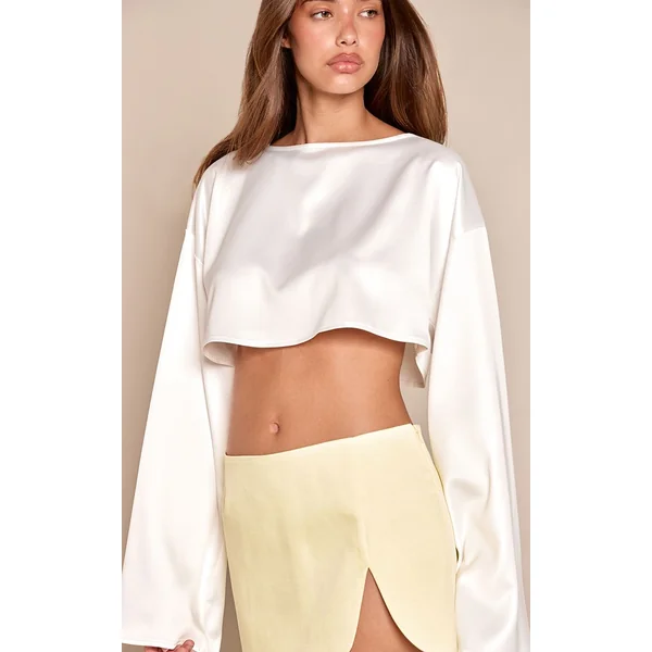 Jaune Citron Mini Jupe Tissée Structurée À Ourlet Fendu