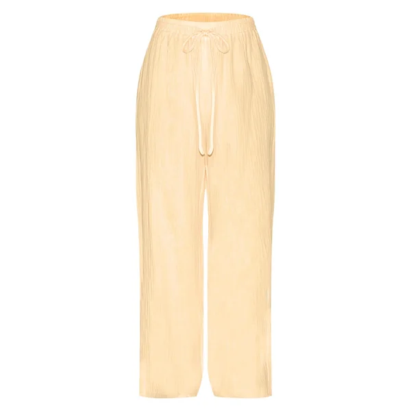 Jaune Citron Pantalon Large En Gaze Texturée
