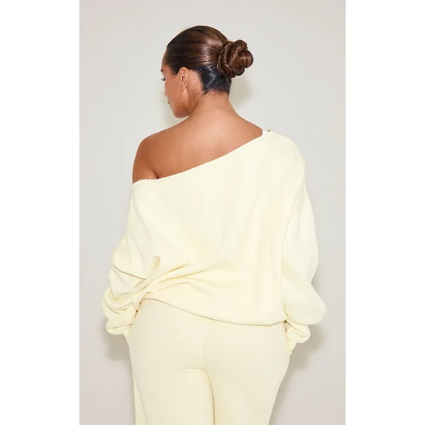 Jaune Citron Sweat Shape À Bords Bruts Et Épaule Tombante