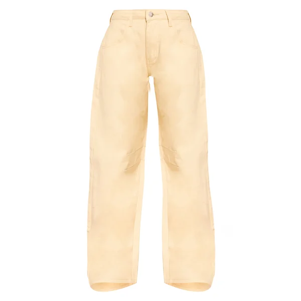 Jaune Pâle Top En Denim Sans Manches Crème Beurre Avec Lien Au Dos