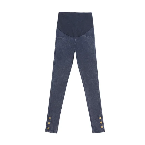 Jean de grossesse skinny avec boutons - Noir/Bleu