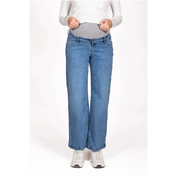 Jean de grossesse wide-leg en denim bleu clair