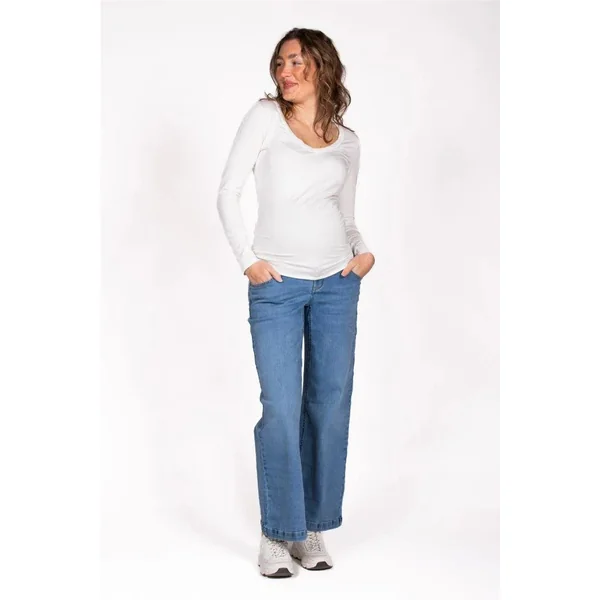 Jean de grossesse wide-leg en denim bleu clair