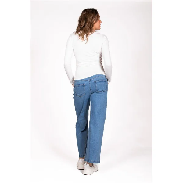 Jean de grossesse wide-leg en denim bleu clair