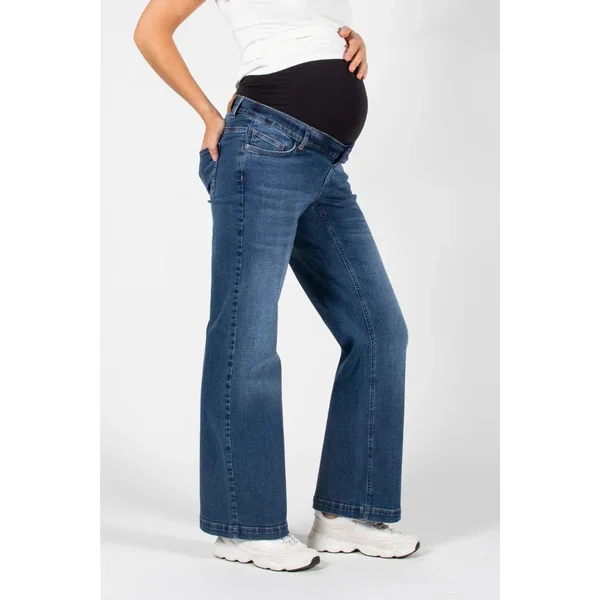 Jean de grossesse wide-leg en denim bleu