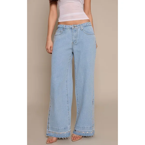 Jean Vintage À Ourlet Fendu Clouté