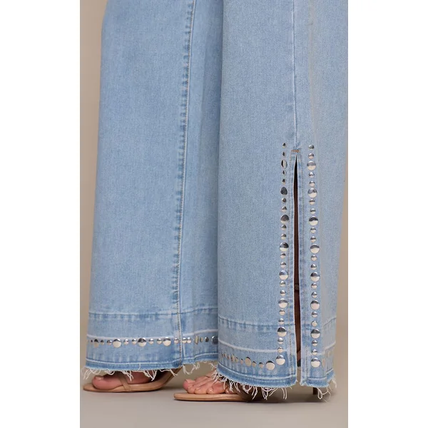 Jean Vintage À Ourlet Fendu Clouté