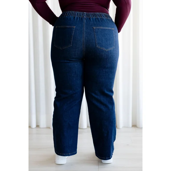Jeans - coupe relaxed (taille élastique) - indigo