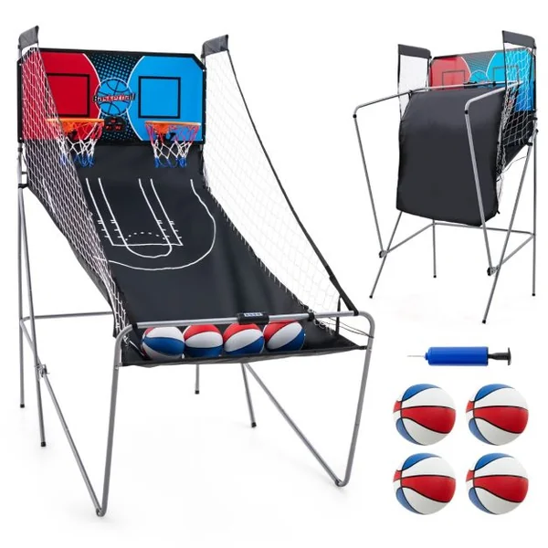 Jeu D'arcade de Basket-ball à Double Tir Pliable avec 8 Modes de Jeu Son D'arcade Score Électronique 4 Ballons Pompe de Gonflage pour Tous ges Blanc Blanc+Bleu/Bleu/Rouge/Vert