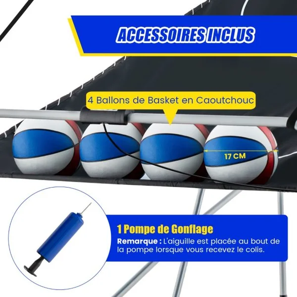Jeu D'arcade de Basket-ball à Double Tir Pliable avec 8 Modes de Jeu Son D'arcade Score Électronique 4 Ballons Pompe de Gonflage pour Tous ges Blanc Blanc+Bleu/Bleu/Rouge/Vert