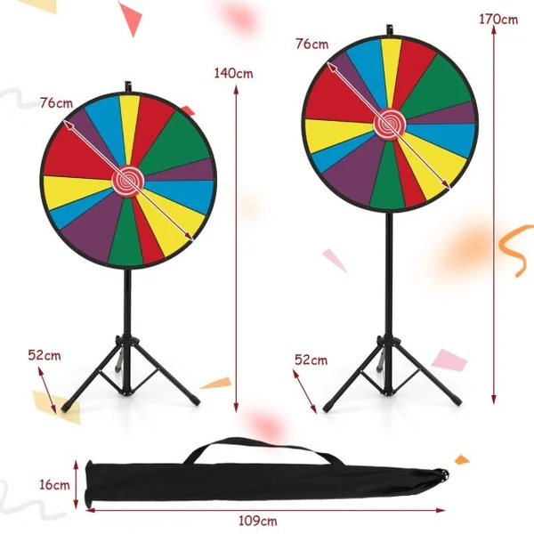 Jeu de Roue de Prix de 76 cm Roue de Prix Rotative Réglable en Hauteur avec Support Jeu de Fortune Réunion de Famille