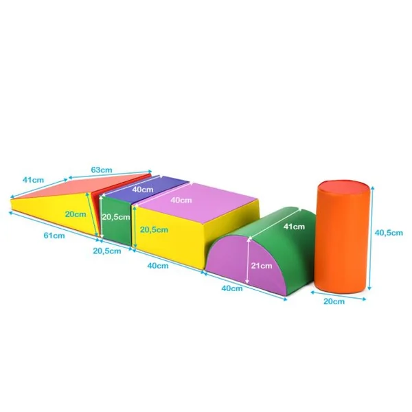 Jeu en Mousse Crawl Colorée Jeu Interactif Léger de 5 Pièces Jouet Composite en Logiciel avec Housse en Polyuréthane et Obturateur Epe