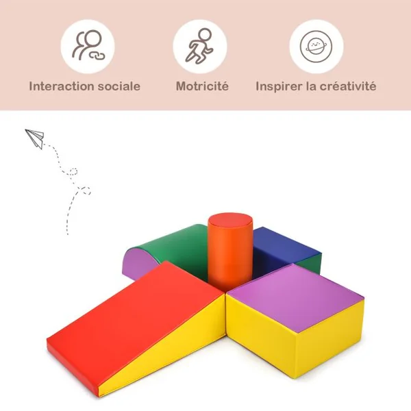 Jeu en Mousse Crawl Colorée Jeu Interactif Léger de 5 Pièces Jouet Composite en Logiciel avec Housse en Polyuréthane et Obturateur Epe