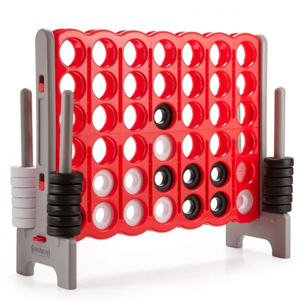 Jeu Puissance 4 Géant avec 42 Anneaux et 2 Leviers de Redémarrage pour Fête Intérieur Extérieur 120x42x104cm