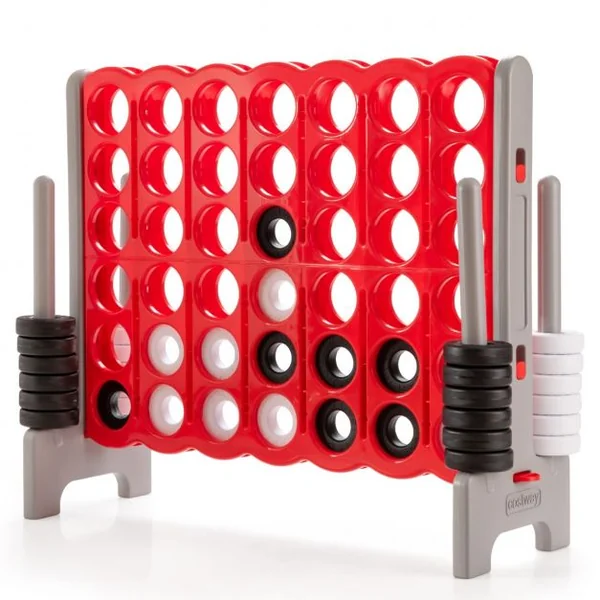 Jeu Puissance 4 Géant avec 42 Anneaux et 2 Leviers de Redémarrage pour Fête Intérieur Extérieur 120x42x104cm