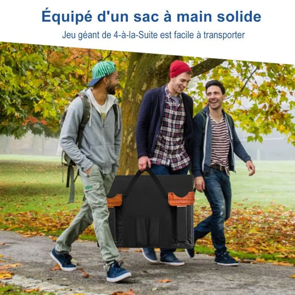 Jeu Puissance 4 Géant en Bois avec 42 Pièces en Plastique Jeu de Société avec Pieds en Bois Massif Sac de Transport 83,5 X 20,5 X 71,5 cm Naturel