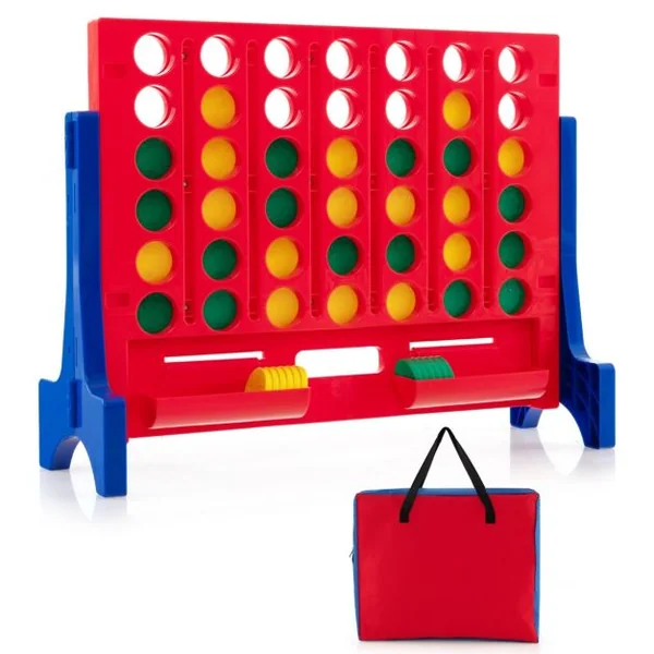 Jeux Puissance 4 Géant Mural avec 42 Jetons Jeu de Société Ludique & Éducatif avec 2 Plateaux Utilisation 62x20x48,5cm Bleu