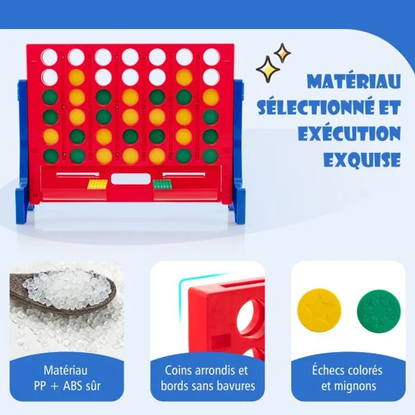 Jeux Puissance 4 Géant Mural avec 42 Jetons Jeu de Société Ludique & Éducatif avec 2 Plateaux Utilisation 62x20x48,5cm Bleu
