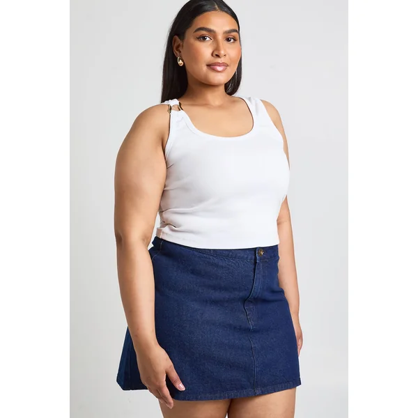 Jupe Courte Grande Taille À Boutons En Corne