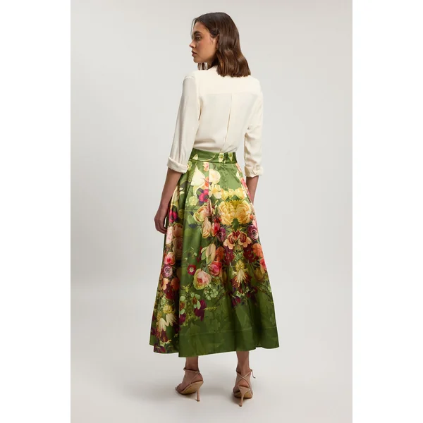 Jupe De Soirée En Sergé Tissé À Motif Floral