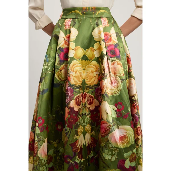 Jupe De Soirée En Sergé Tissé À Motif Floral