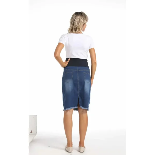 Jupe en Jean Grossesse Mi-Longue