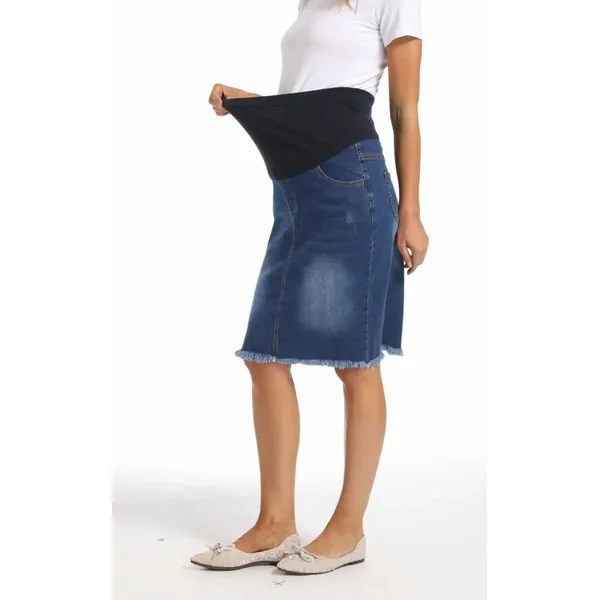 Jupe en Jean Grossesse Mi-Longue