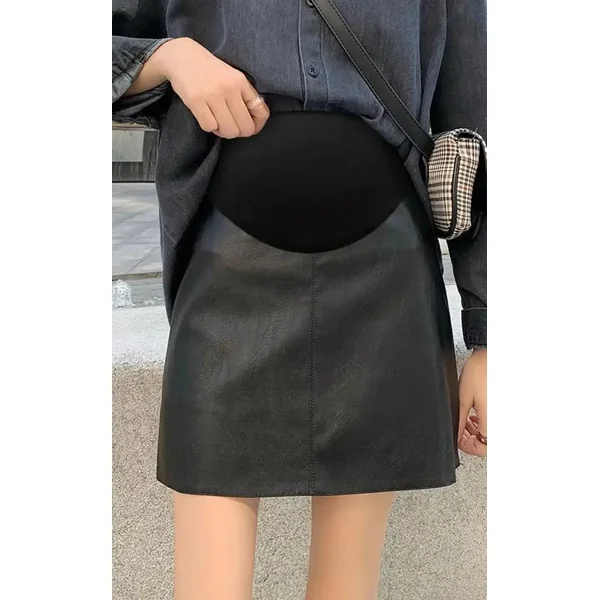 Jupe Grossesse Faux Cuir Courte
