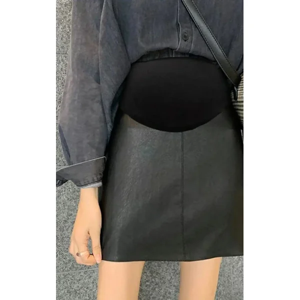 Jupe Grossesse Faux Cuir Courte