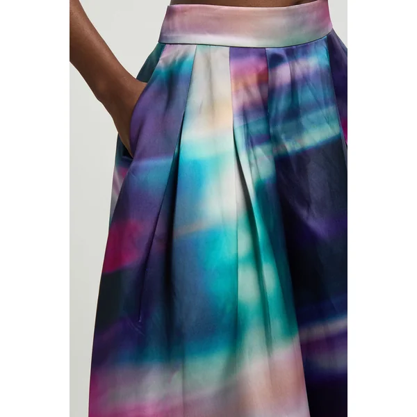 Jupe Midi De Bal En Sergé Jacquard À Imprimé Flou