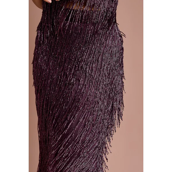 Jupe Midi à Franges Ornementées Petite Taille